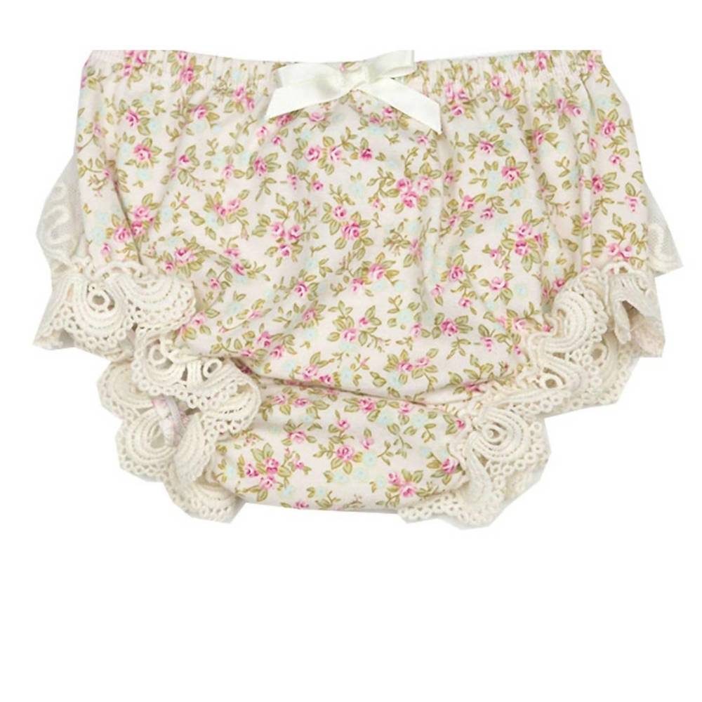 NEW HAUTE BABY baby girls sweet pea floral diaper cover in pink/ivory